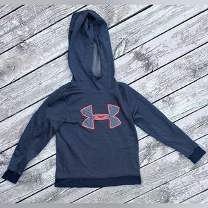 UNDER ARMOUR Hoodie Big Logo GREY ORANGE Men’s Small COLD GEAR Great Condition